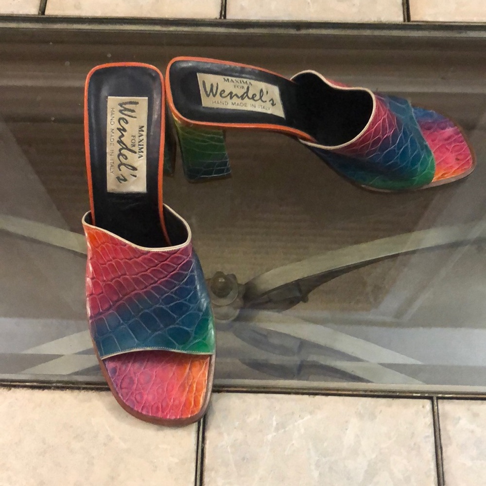 Summer rainbow color sandals.